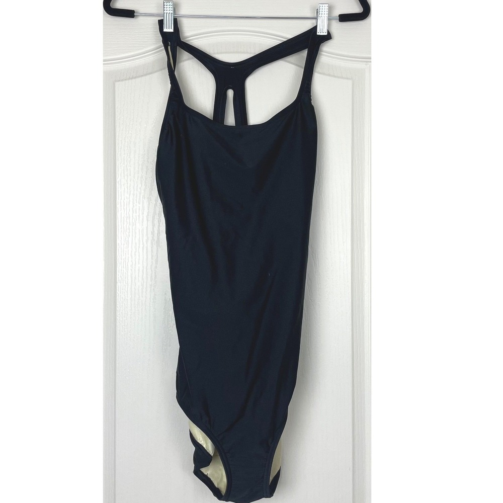 Speedo Girls One Piece Swimsuit Sz 4 / 20 Ultraback Athletic Black Bathing Suit